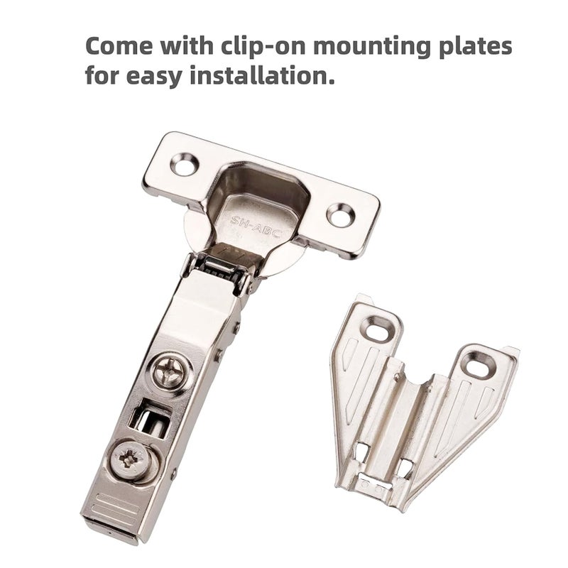 DecoBasics (50 PCS) Full Overlay Soft Close Cabinet Hinges for Kitchen Cabinets - 105Â° Face Frame Concealed Cabinet Door Hinge -3 Way Adjustability -Clip on Plate & Matching Screw 4 Easy Installation - Image 4