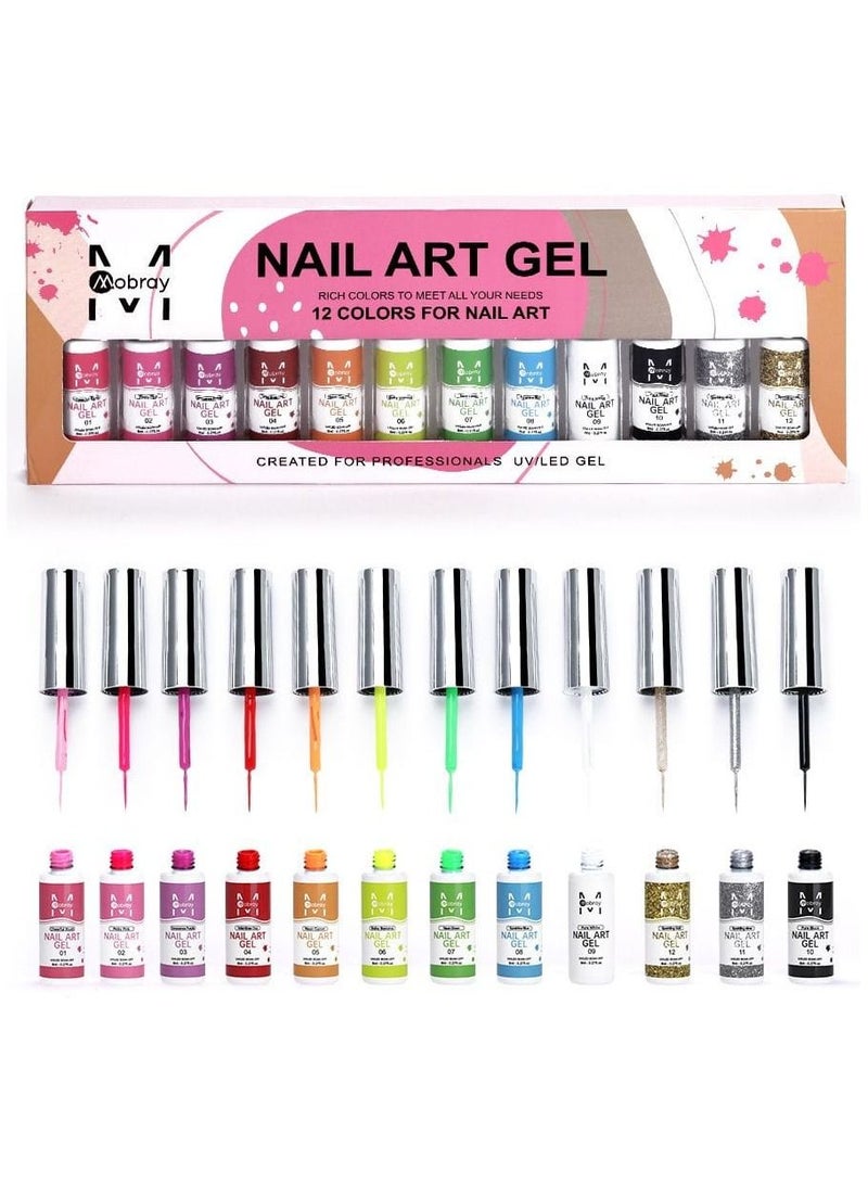 BP Nail Art Gel Set, Glow In The Dark Gel Liner Nail Art Polish Luminous Gel Design Nail Polish Neon Fluorescent Drawing Painting Nail Art Polish - Image 3