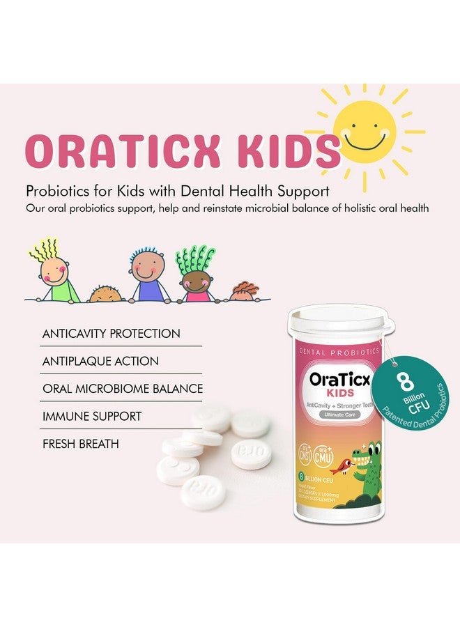 OraTicx Kids Dental Probiotics for Anti-Cavity + Healthy Teeth and Gums, 8 Billion CFU Probiotics for Oral Health, Sugar Free Yogurt Flavor 2-Pack - Image 2