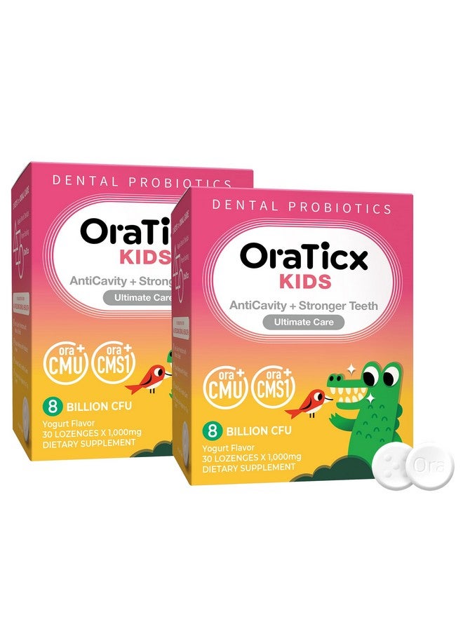 OraTicx Kids Dental Probiotics for Anti-Cavity + Healthy Teeth and Gums, 8 Billion CFU Probiotics for Oral Health, Sugar Free Yogurt Flavor 2-Pack - Image 1