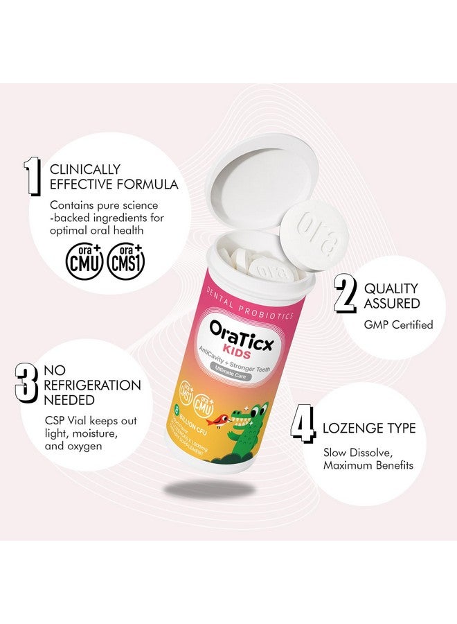 OraTicx Kids Dental Probiotics for Anti-Cavity + Healthy Teeth and Gums, 8 Billion CFU Probiotics for Oral Health, Sugar Free Yogurt Flavor 2-Pack - Image 5