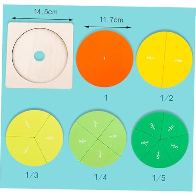 COLOURFUL LEARNING SET WOODEN FAULT CIRCLE PUZZLE MATHS TEACHING AID FRACTIONAL CALCULATION VISUAL LEARNING AID - Image 3