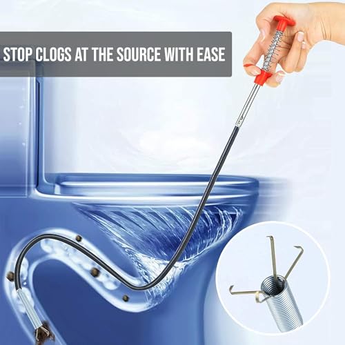 Pivalo Drain Cleaner Wire Stick Stainless Steel Hair Catching Claw Drain Sewer Cleaning Spring Sink Pipe Plunger Unblocked Kitchen Bath Basin Hairs Remover Tool (160 cm,1 Pc) - Image 5
