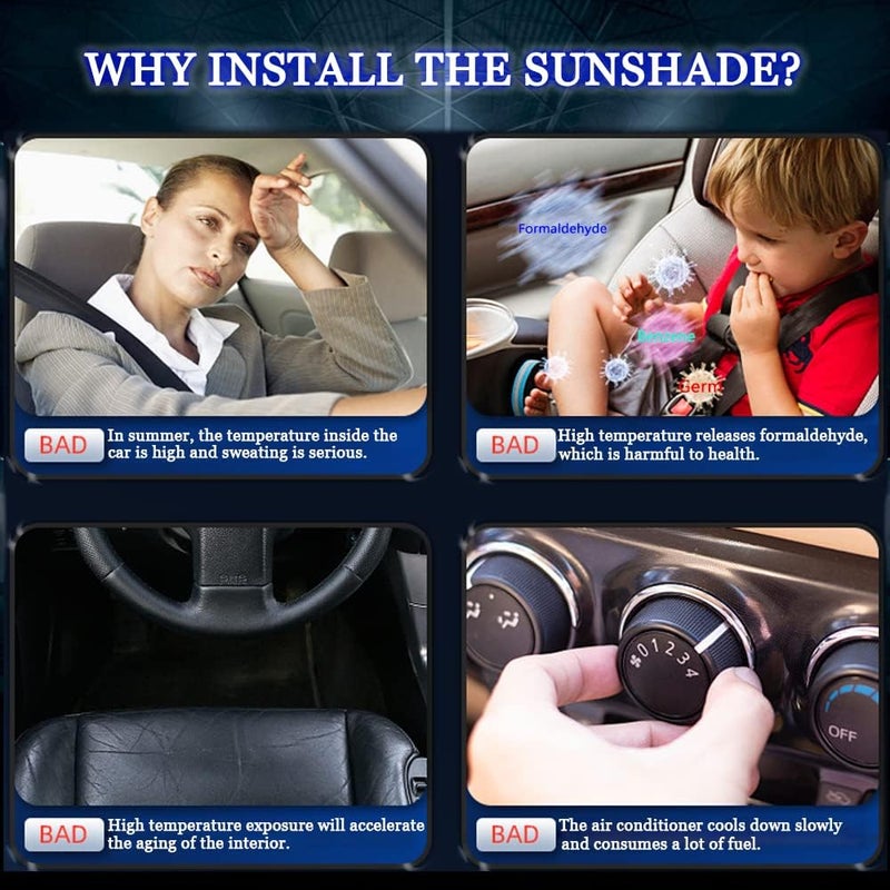 YOFAMO Car Front Windshield Sun Shade for Chevrolet Express 1996-2022 - Black - Image 2