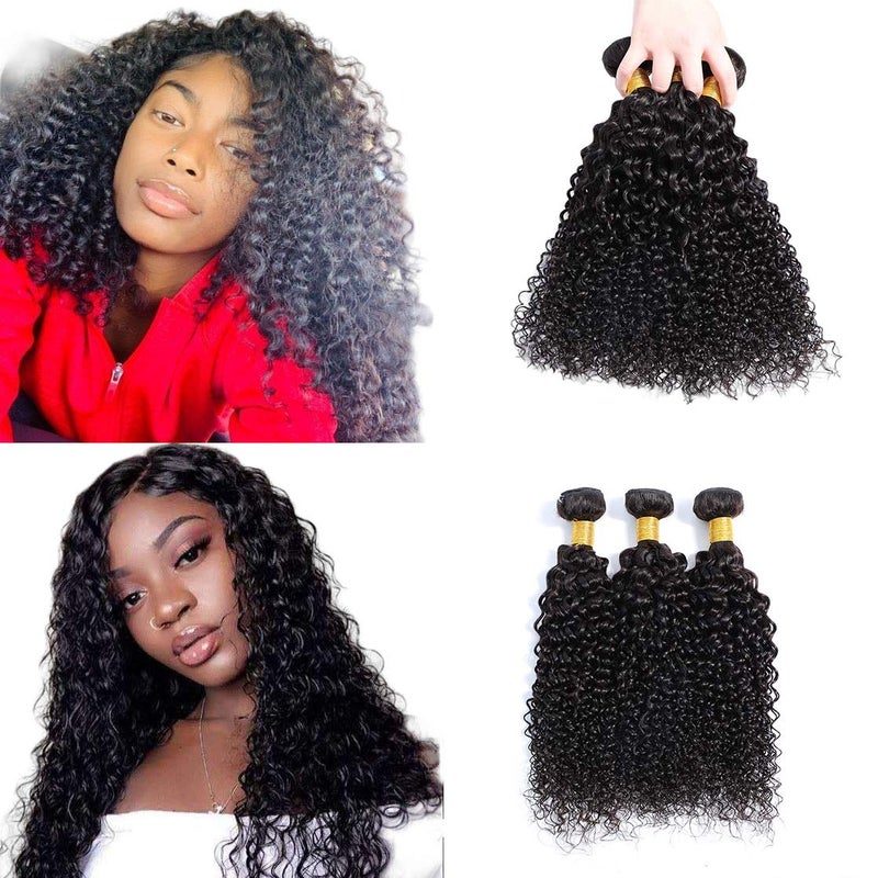 Selina 3 Kinky Curly Human Hair Bundles  14 inch Curly Unprocessed Remy Hair Extensions Brazilian Virgin 100 GramBundle Natural Color