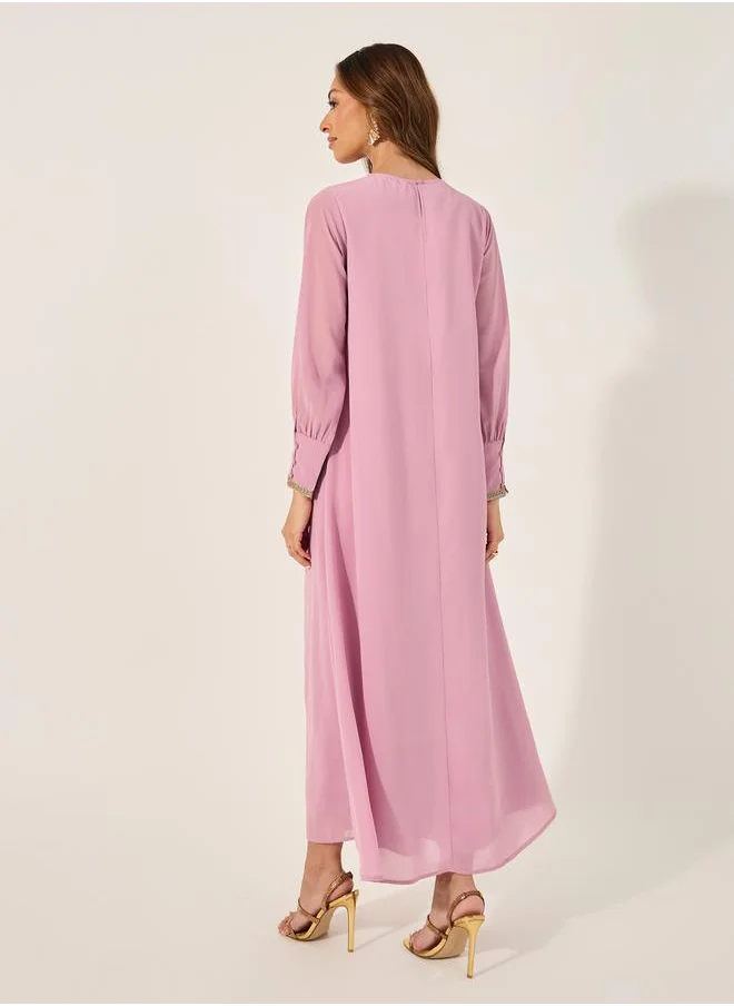 ستايلي Embellished Sequins Pleated A-Line Jalabyia