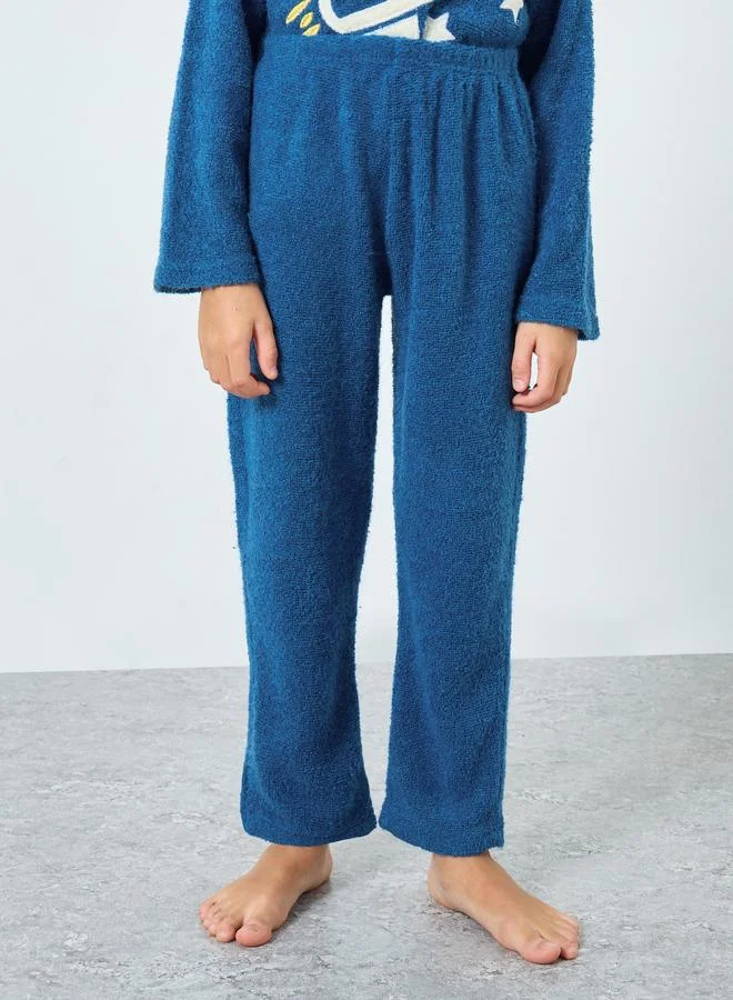 Styli Styli Boys Star Space Applique Fleece Top and Pyjama Set