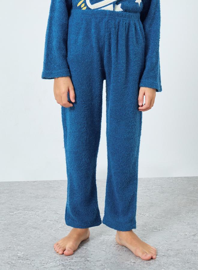 Styli Boys Star Space Applique Fleece Top and Pyjama Set - Image 4