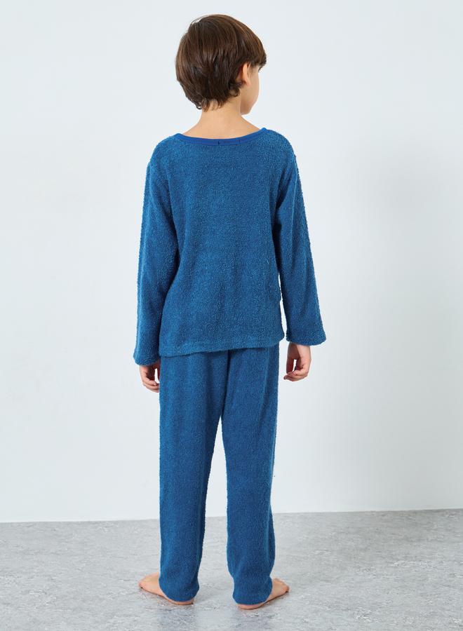 Styli Boys Star Space Applique Fleece Top and Pyjama Set - Image 5