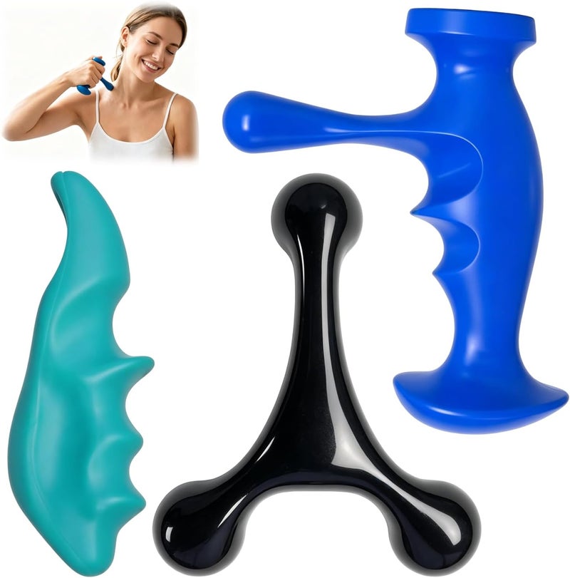 Abnaok Manual Trigger Point Massage Tool and Thumb Saver for Full Body Deep Tissue, With 3-Legged Knobs, Stress Relief - Image 1
