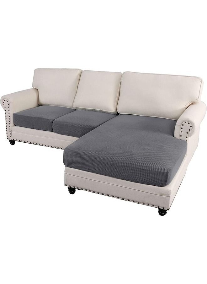 Arabest - 3-Piece L Shape Sofa Seat Covers Sectional Chaise Cover Elastic Furniture Protector Cover for Both Left/Right Sectional Couch Dark Grey - Image 1