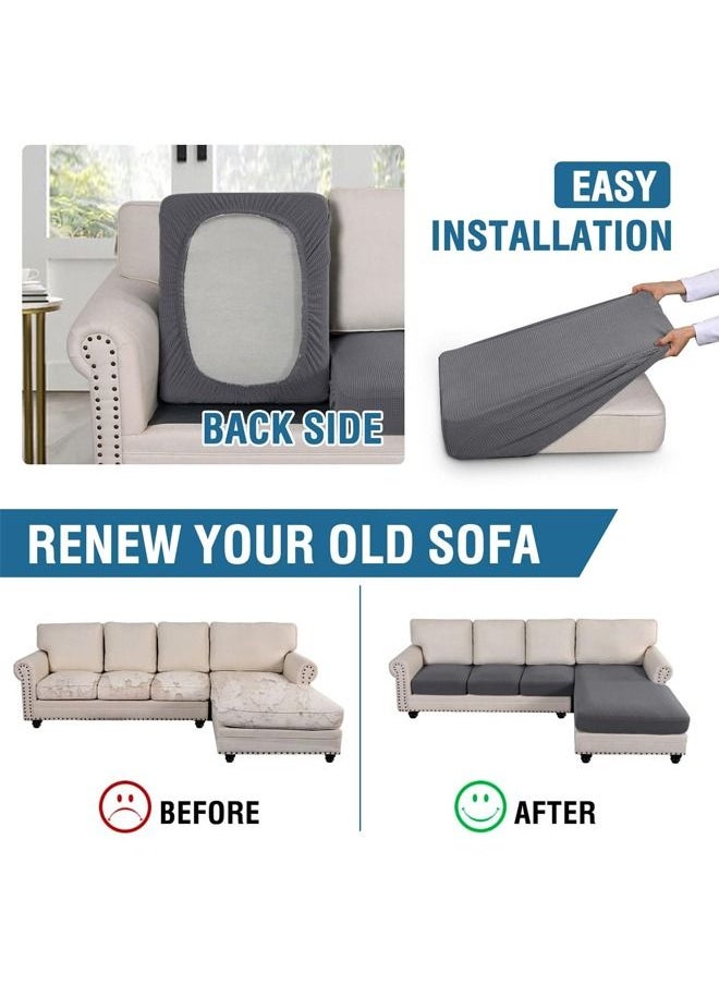 Arabest - 3-Piece L Shape Sofa Seat Covers Sectional Chaise Cover Elastic Furniture Protector Cover for Both Left/Right Sectional Couch Dark Grey - Image 1