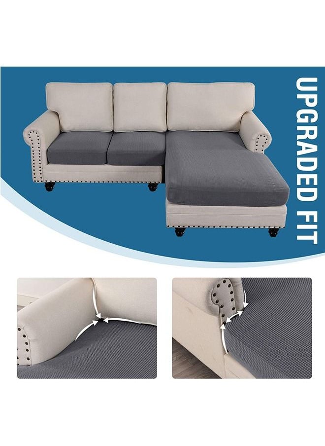 Arabest - 3-Piece L Shape Sofa Seat Covers Sectional Chaise Cover Elastic Furniture Protector Cover for Both Left/Right Sectional Couch Dark Grey - Image 1