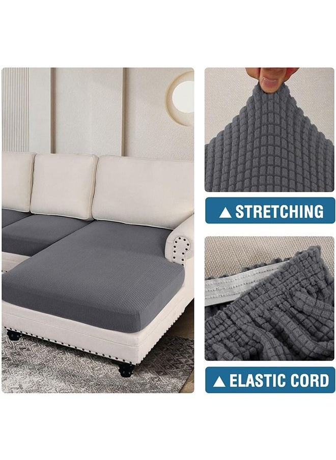 Arabest - 3-Piece L Shape Sofa Seat Covers Sectional Chaise Cover Elastic Furniture Protector Cover for Both Left/Right Sectional Couch Dark Grey - Image 1