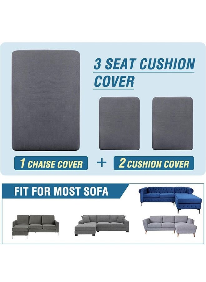 Arabest - 3-Piece L Shape Sofa Seat Covers Sectional Chaise Cover Elastic Furniture Protector Cover for Both Left/Right Sectional Couch Dark Grey - Image 1