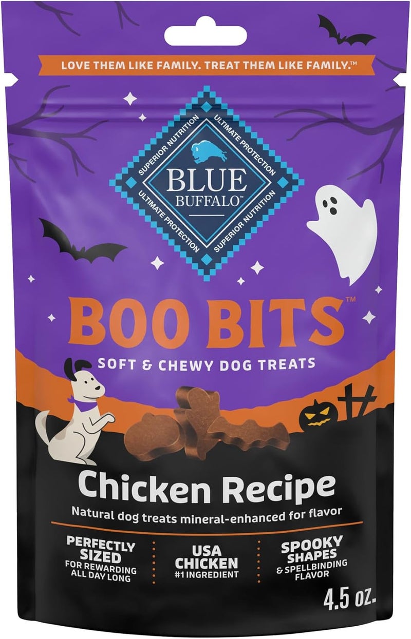 بلو بافلو حلوى كلاب Blue Buffalo Boo Bits الناعمة والمقرمشة لعيد هالوين، وصفة دجاج لذيذة، عبوة وزنها 4.5 أونصة - Image 1