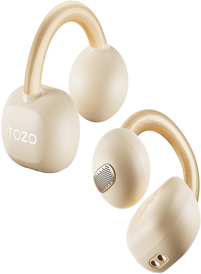 TOZO OpenEarRing True Open Ear Headphones, Lightweight Comfort Open Ear Clip Wireless Earbuds, 40H Play Bluetooth 5.4 Headphones with Smart Digital Display Design Fit Sports Running, Workout Khaki - Image 1