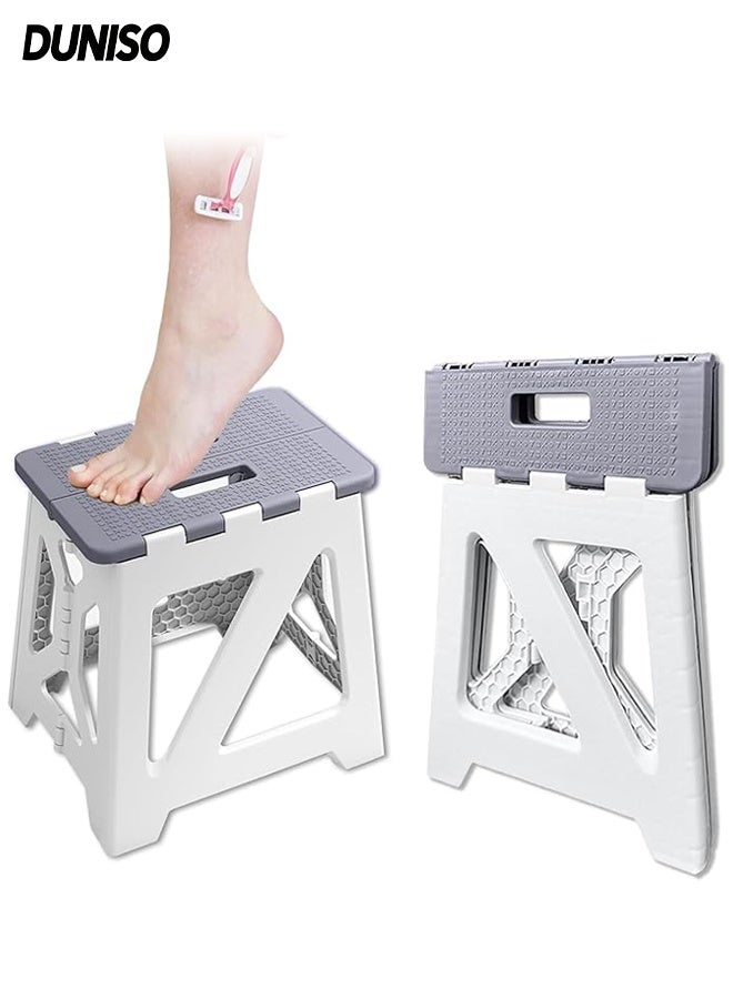 DUNISO Portable Plastic Folding Stool, Folding Step Stools for Kids and Adults, Small Lightweight Foldable Step Stool for Kitchen, Bedroom, Bathroom, Living Room, Indoor Outdoor Use - Image 1