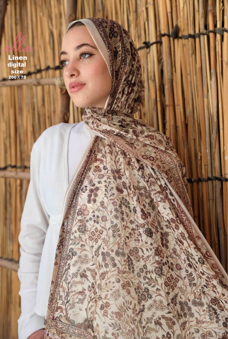 طرحة وشاح حجاب إسلامي قطن لينين فاخر للنساء – تصميم أنيق للمناسبات والاستخدام اليومي – مقاس 200 × 75 سم