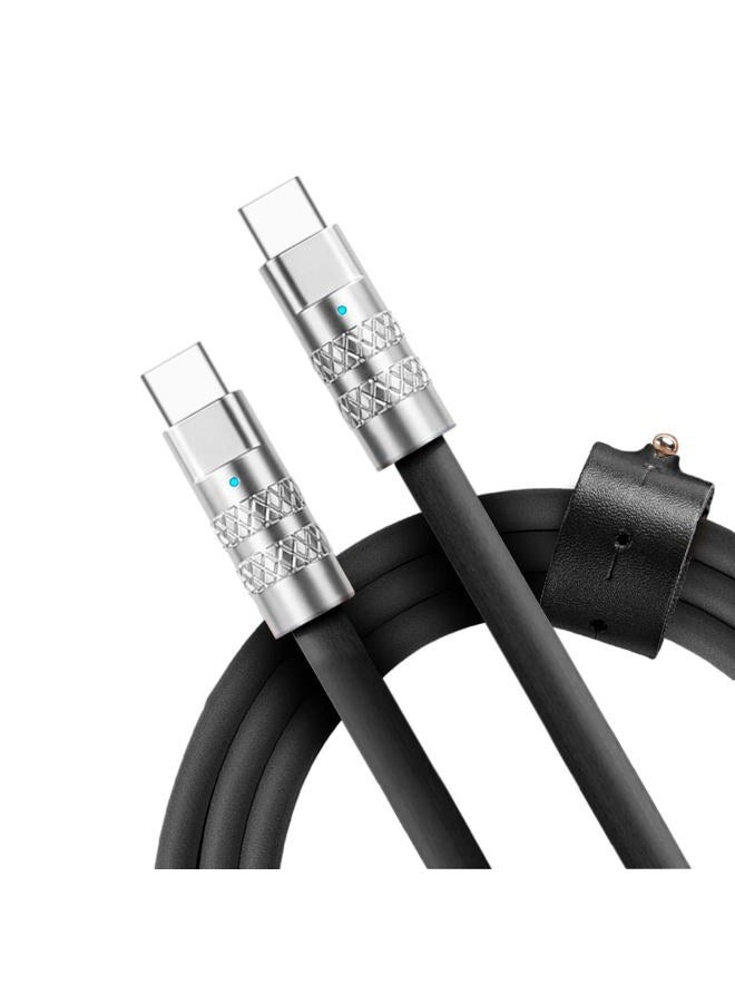 Statik TsumoCharge USB C to USB C Cable 100W Fast Charging Cable - Heavy-Duty Unbreakable Silicone, Supports Data Transfer Type C to Type C Cable, Cord Wrap Organizer Included, 6FT/2M, Black - Image 1