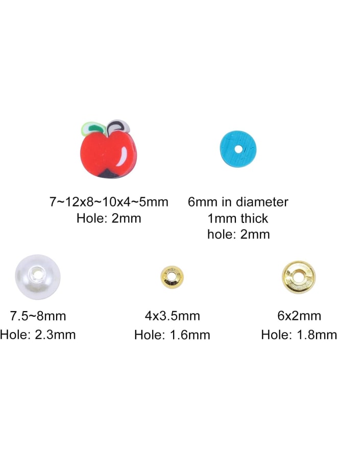 1 Box 6mm Handmade Heishi & Fruit Polymer Clay Beads Jewlery Making Kits with Metal Spacer Beads and ABS Pearl White Beads for Hawaiian Earring Bracelet NecklaceMaking - Image 2