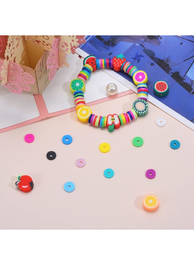 1 Box 6mm Handmade Heishi & Fruit Polymer Clay Beads Jewlery Making Kits with Metal Spacer Beads and ABS Pearl White Beads for Hawaiian Earring Bracelet NecklaceMaking - Image 5