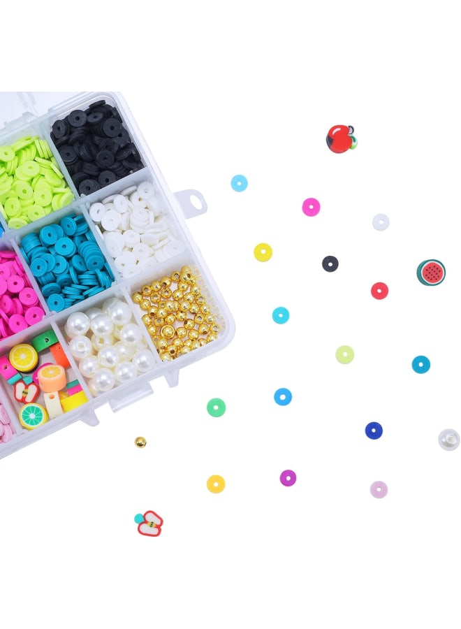 1 Box 6mm Handmade Heishi & Fruit Polymer Clay Beads Jewlery Making Kits with Metal Spacer Beads and ABS Pearl White Beads for Hawaiian Earring Bracelet NecklaceMaking - Image 4
