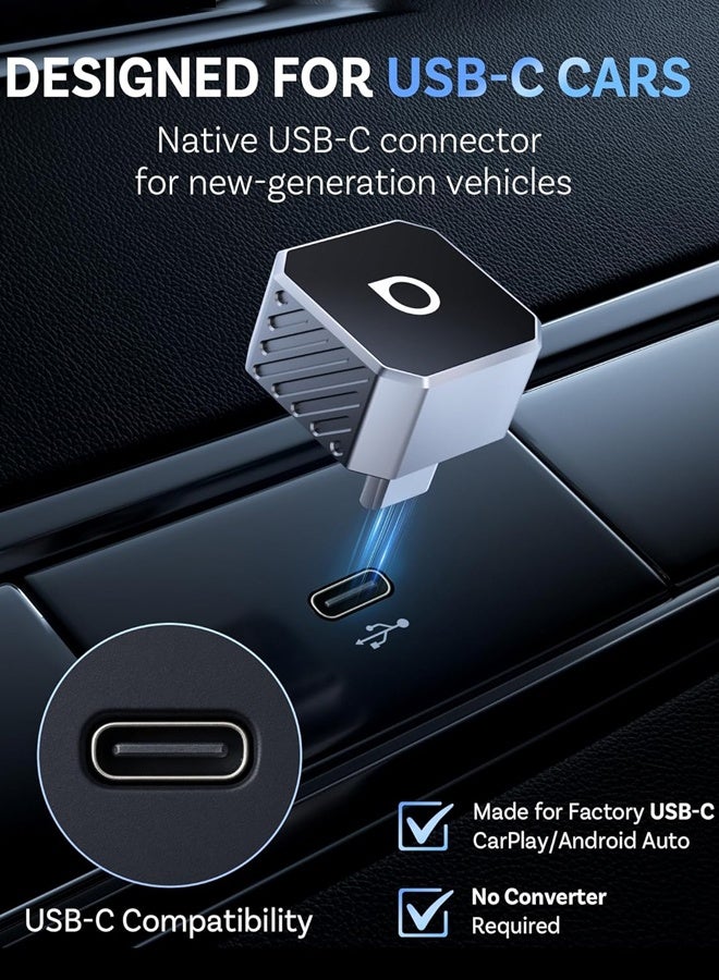 أوتوكاست محول Mini Pot 2026 اللاسلكي لـ CarPlay و Android Auto، إعادة اتصال تلقائية فائقة السرعة، محول 2 في 1 لتحويل Apple CarPlay السلكي إلى لاسلكي، يدعم WiFi 6 و Bluetooth 5.4، دونجل صغير سهل التركيب للسيارات المزودة بنظام CarPlay سلكي، تصميم ألومنيوم فاخر، متوافق مع أكثر من 98% من سيارات CarPlay السلكية الأصلية. - Image 5