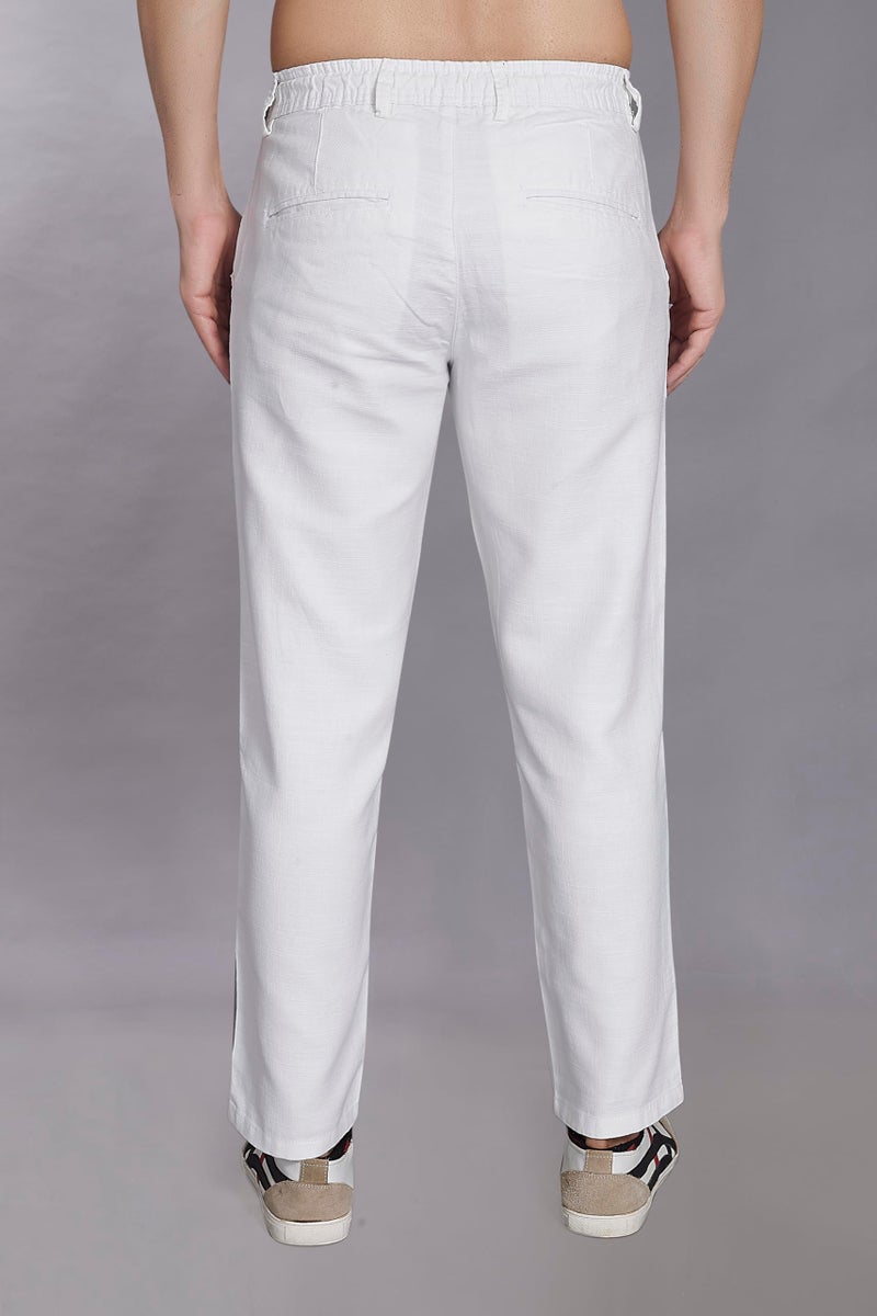 DIVISIVE Men's Relaxed Fit Cotton Linen Blend Trousers (DPT51_34_White) - Image 5