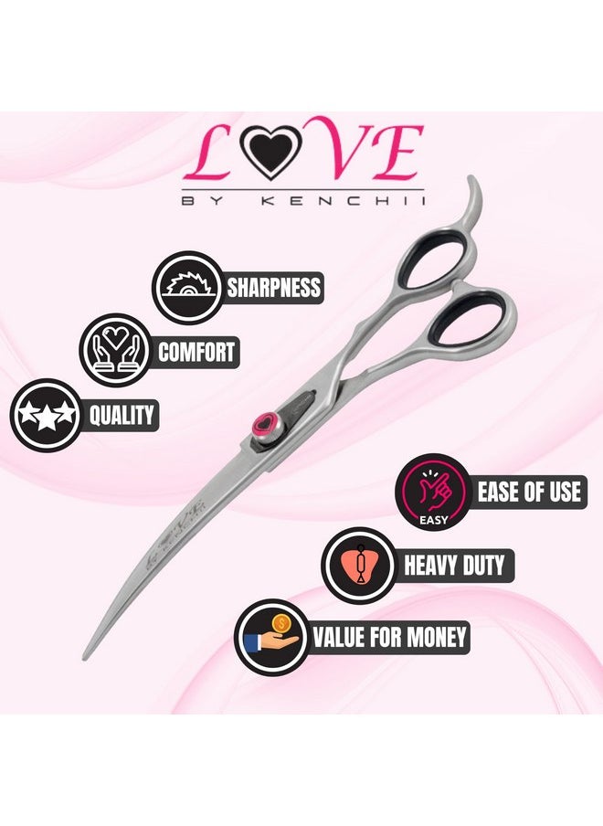 Kenchii - Kenchii Dog Grooming Scissors | 7 Inch Shears | Curved Scissors for Dog Grooming | Love Collection Dog Shears | Pet Grooming Accessories | Pet Hair Trimming Scissor - Image 1