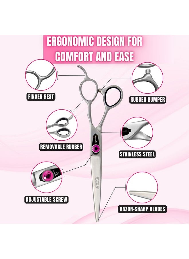 Kenchii - Kenchii Dog Grooming Scissors | 7 Inch Shears | Curved Scissors for Dog Grooming | Love Collection Dog Shears | Pet Grooming Accessories | Pet Hair Trimming Scissor - Image 1