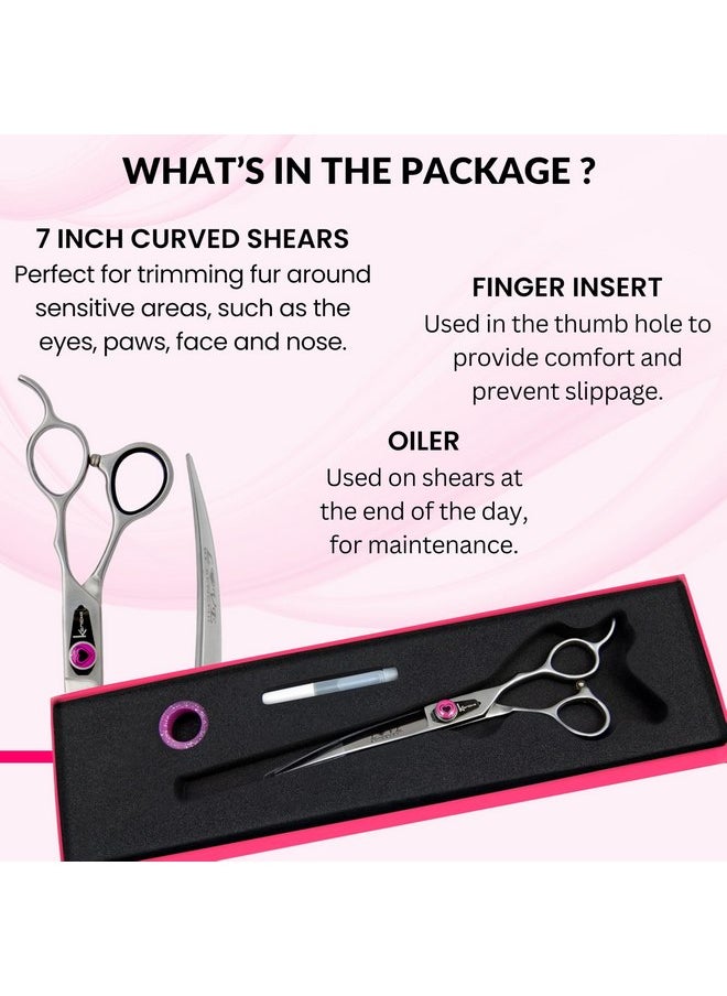 Kenchii - Kenchii Dog Grooming Scissors | 7 Inch Shears | Curved Scissors for Dog Grooming | Love Collection Dog Shears | Pet Grooming Accessories | Pet Hair Trimming Scissor - Image 1
