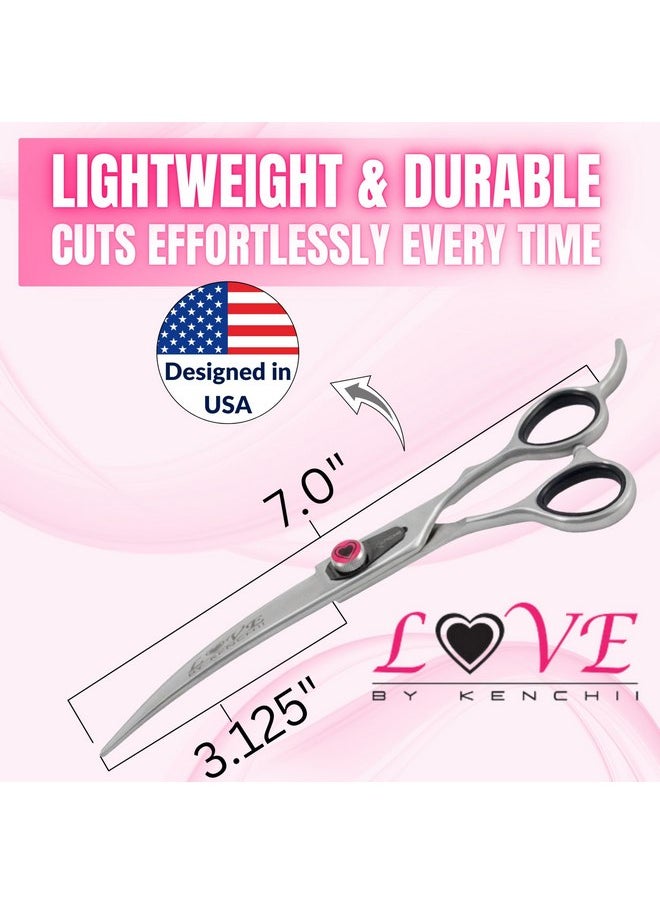 Kenchii - Kenchii Dog Grooming Scissors | 7 Inch Shears | Curved Scissors for Dog Grooming | Love Collection Dog Shears | Pet Grooming Accessories | Pet Hair Trimming Scissor - Image 1