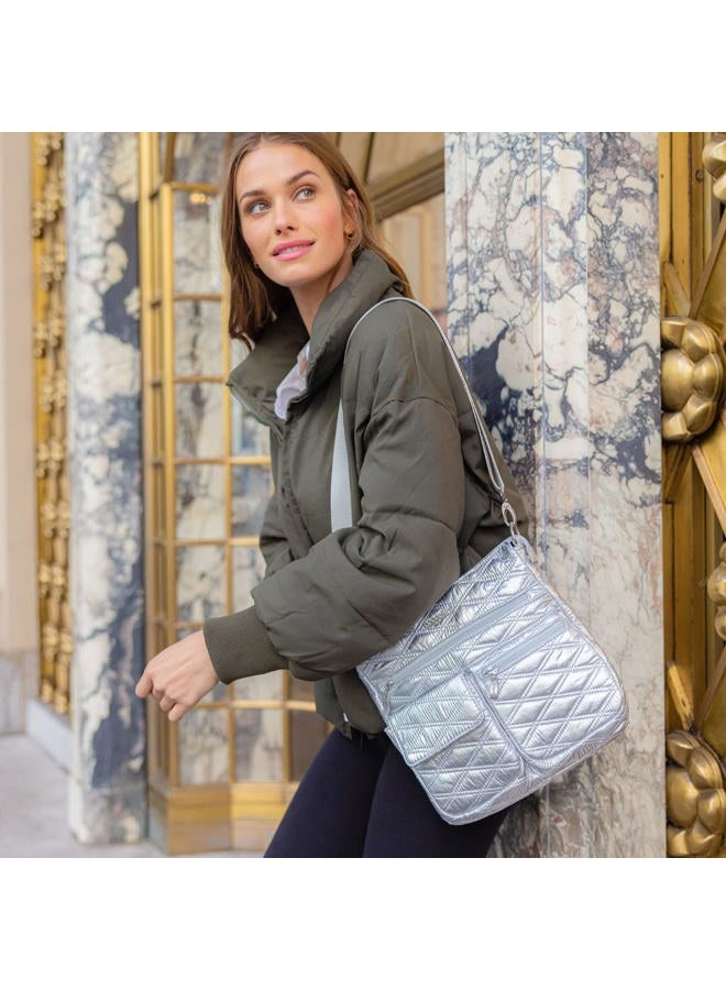 Baggallini Modern Everywhere Slim Crossbody, Silver Metallic Quilt, One size - Image 2