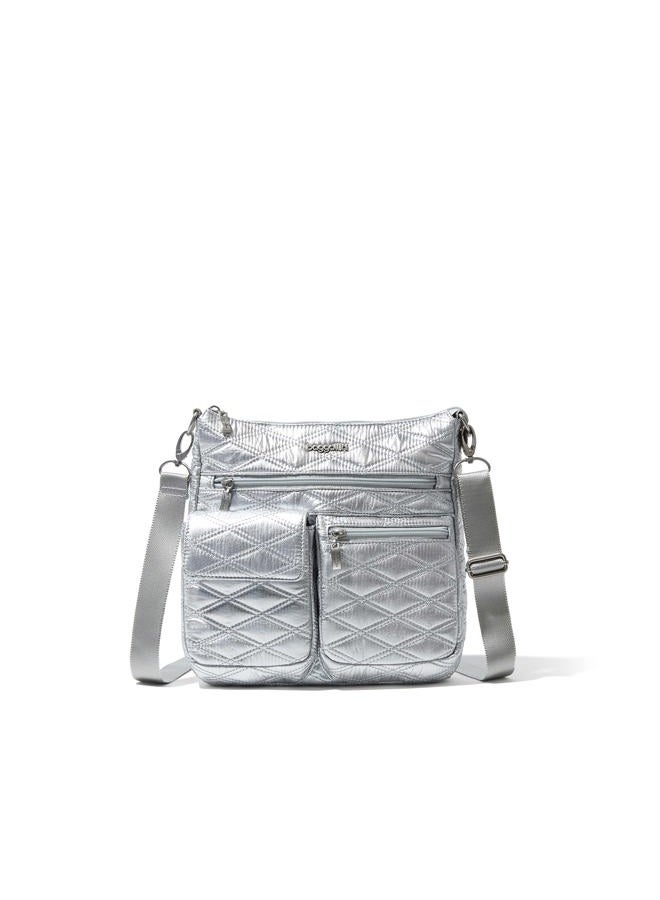 Baggallini Modern Everywhere Slim Crossbody, Silver Metallic Quilt, One size - Image 1