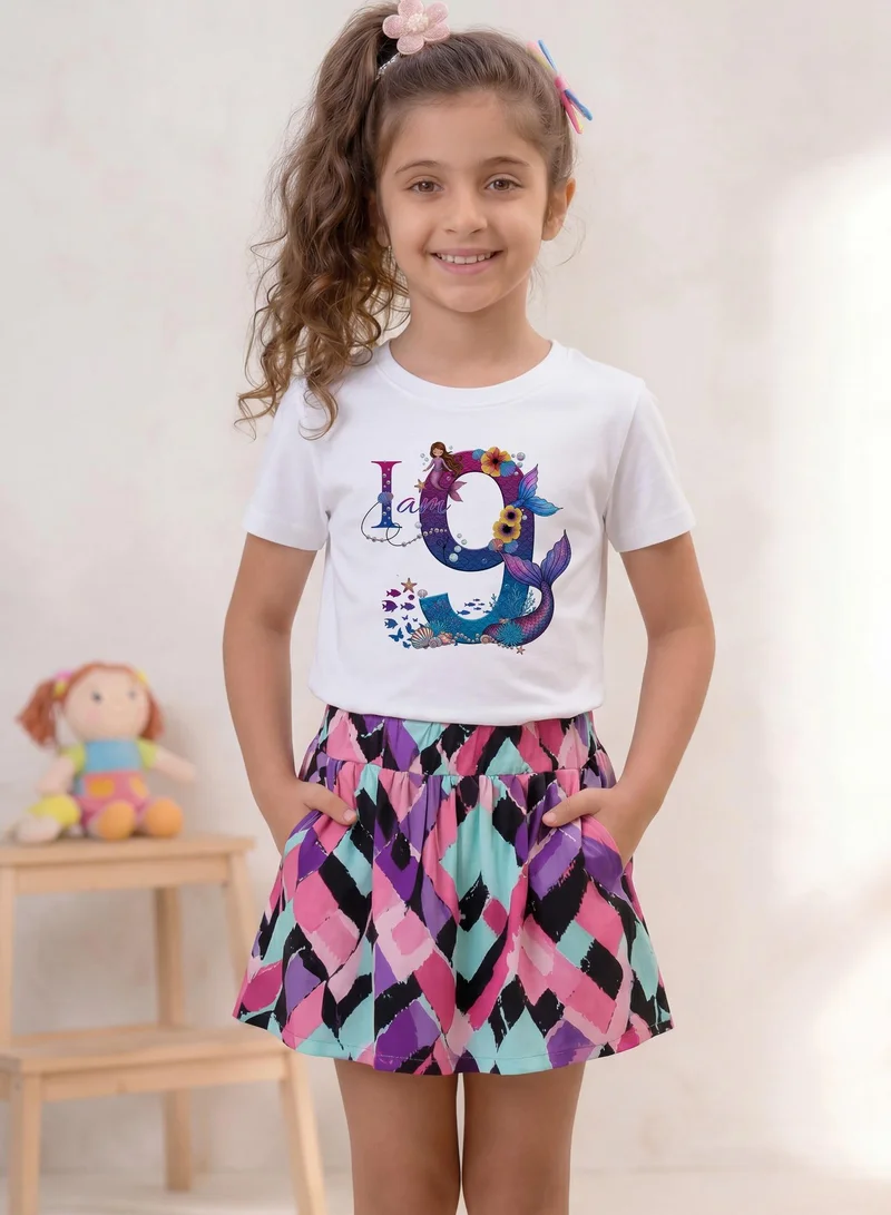 Funkaar Mermaid 9th Birthday T-Shirt for Girls | "I Am 9" Design | Soft Combed Cotton