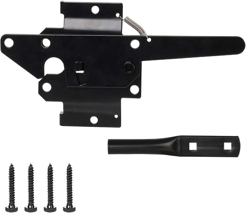 JIAHOO Post Mount Gate Latch for Wooden Fence - Heavy Duty Self Locking Gate Latch Hardware for Pool/Garden Gate Safety Latch, Automatic Fingertip Release Latches for Vinyl/Wood Fence, Black Finish - Image 2
