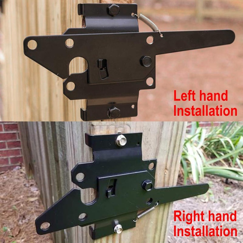 JIAHOO Post Mount Gate Latch for Wooden Fence - Heavy Duty Self Locking Gate Latch Hardware for Pool/Garden Gate Safety Latch, Automatic Fingertip Release Latches for Vinyl/Wood Fence, Black Finish - Image 5