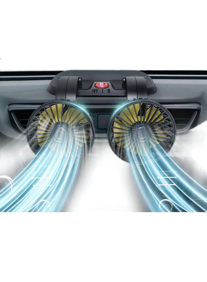 DiGallen Digalun Dual-Head Car Fan, Summer Car Interior Usb Mini Fan, Suitable For 12V/24V Sedans, Vans, Trucks, Rotatable Car Fan, Computer Desk Home Fan - Image 2