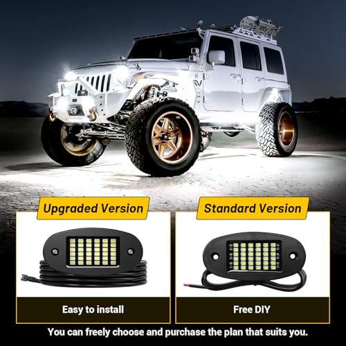 Hovano 20 Pods White Rock Light Kit with Wired Switch 6500K Pure White LED Underglow IP68 Waterproof Super Bright 36 LEDs for Trailer Off Road SUV UTV ATV RZR Car - Image 3