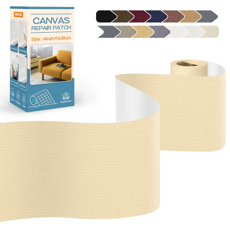 KING MOUNTAIN Canvas Repair TapeOutdoor Gear Patch 463 InchesWaterproofSelfAdhesive for Repairing Boat CoversSun ShadesSofasTentsLounge ChairsAwnings Beige20