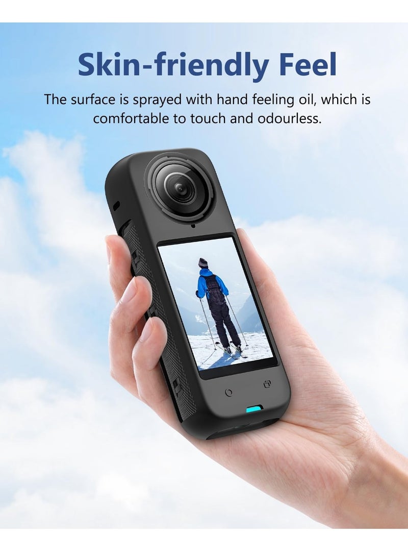 Excefore Protective Case with Lens Cap for Insta 360 X4, Silicone Camera Case Kit with Standard Lens Guard, Compatible with Insta360 X4  - Image 3