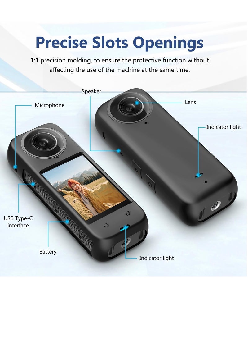 Excefore Protective Case with Lens Cap for Insta 360 X4, Silicone Camera Case Kit with Standard Lens Guard, Compatible with Insta360 X4  - Image 2