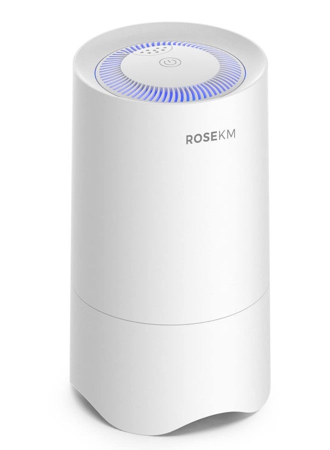 Rosekm جهاز تنقية هواء صغير من روزكم لغرفة النوم المنزلية، جهاز تنقية هواء صغير شخصي للمكتب، معطر هواء للغرف مزود بفلتر هيبا، مناسب للمهاجع والحيوانات الأليفة والدخان وسطح المكتب والمكتب (أبيض) - Image 1