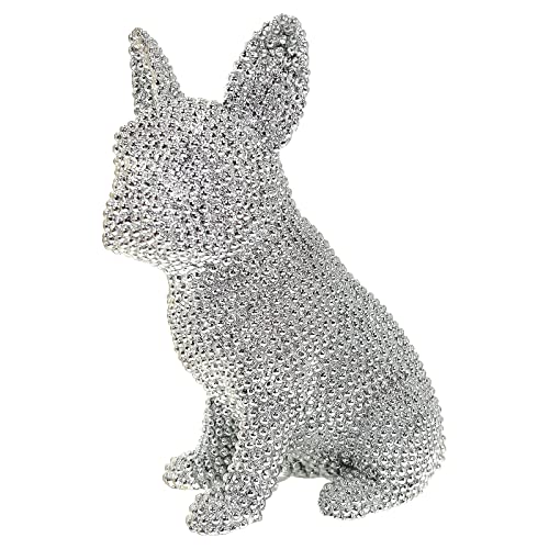 GRABADO Frenchie Statue Decor,French Bulldog Figurine for Home / Living Room Decor,Resin Silver English Bulldog Sculpture Decorations, French Bull Dog Figurine Decors for Women Men,Adornos para Sala Modernos - Image 1