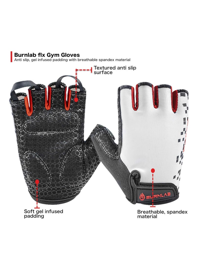 BURNLAB Burnlab Flex Gym Gloves for Men and Women - Ideal for Weightlifting, Cycling, Crossfit, Offers Good Grip and Soft Padding (XL , White) - Image 4