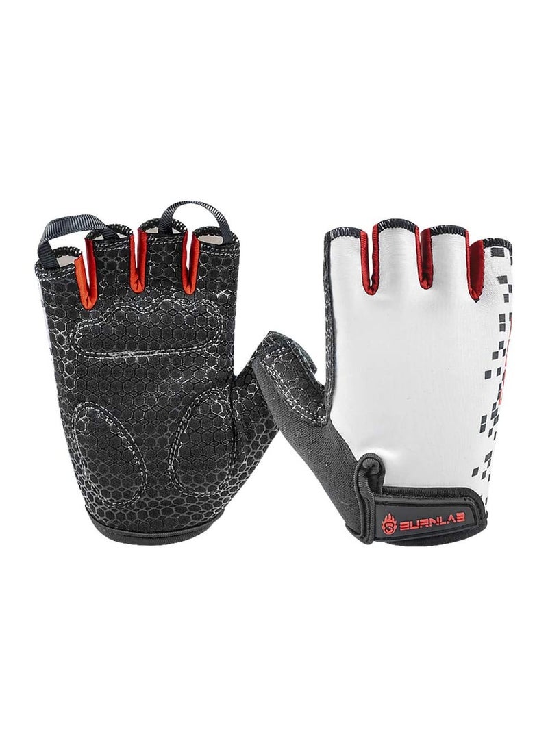 BURNLAB Burnlab Flex Gym Gloves for Men and Women - Ideal for Weightlifting, Cycling, Crossfit, Offers Good Grip and Soft Padding (XL , White) - Image 1