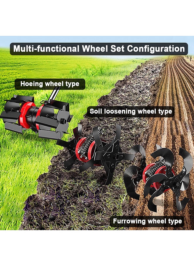 Multifunctional Lawn Mower Grass Trimmer Accessory with Interchangeable Blades Soil Loosening/Trenching/Weeding Wheel Optional