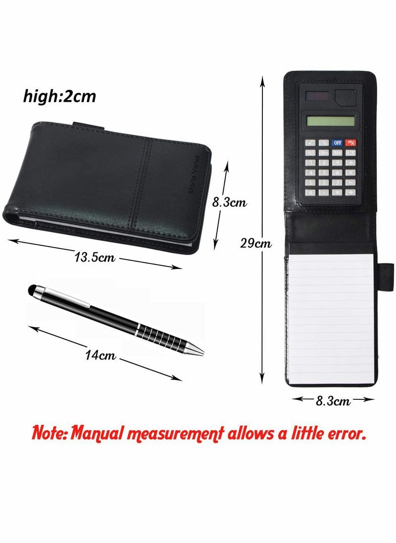 Excefore - Journal Notebook with Calculator, PU Leather Working Small Notebook Notepad with Pen Pad Holder Set Multi Function A7 Soft Cover Notebook - Image 1