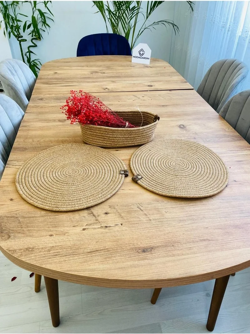بدز ديري BDZ Leather Jute Wicker American Service Plate and Basket 3 Pieces